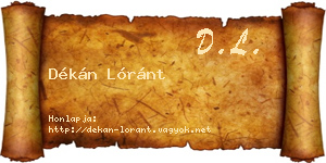Dékán Lóránt névjegykártya